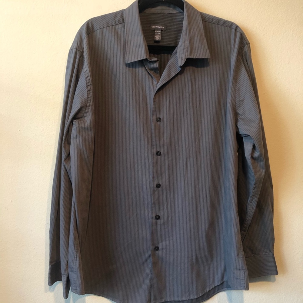 Van Heusen Gray pinstriped long sleeve dress shirt